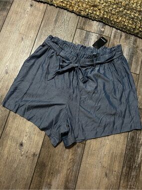 torrid Navy Paperbag Waist Tie Shorts